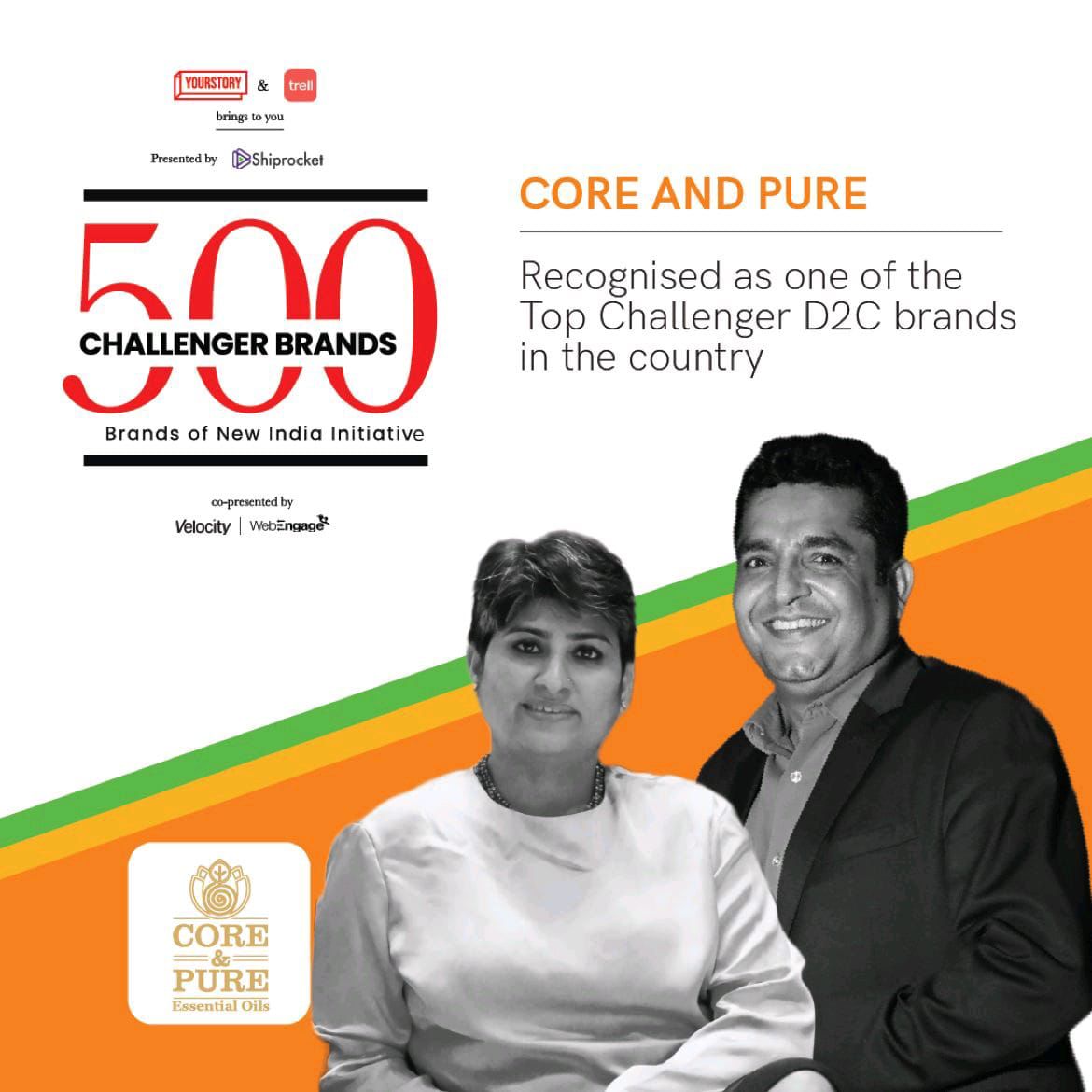 core & pure recognised as top 500 challenger brand in d2c category by your story media